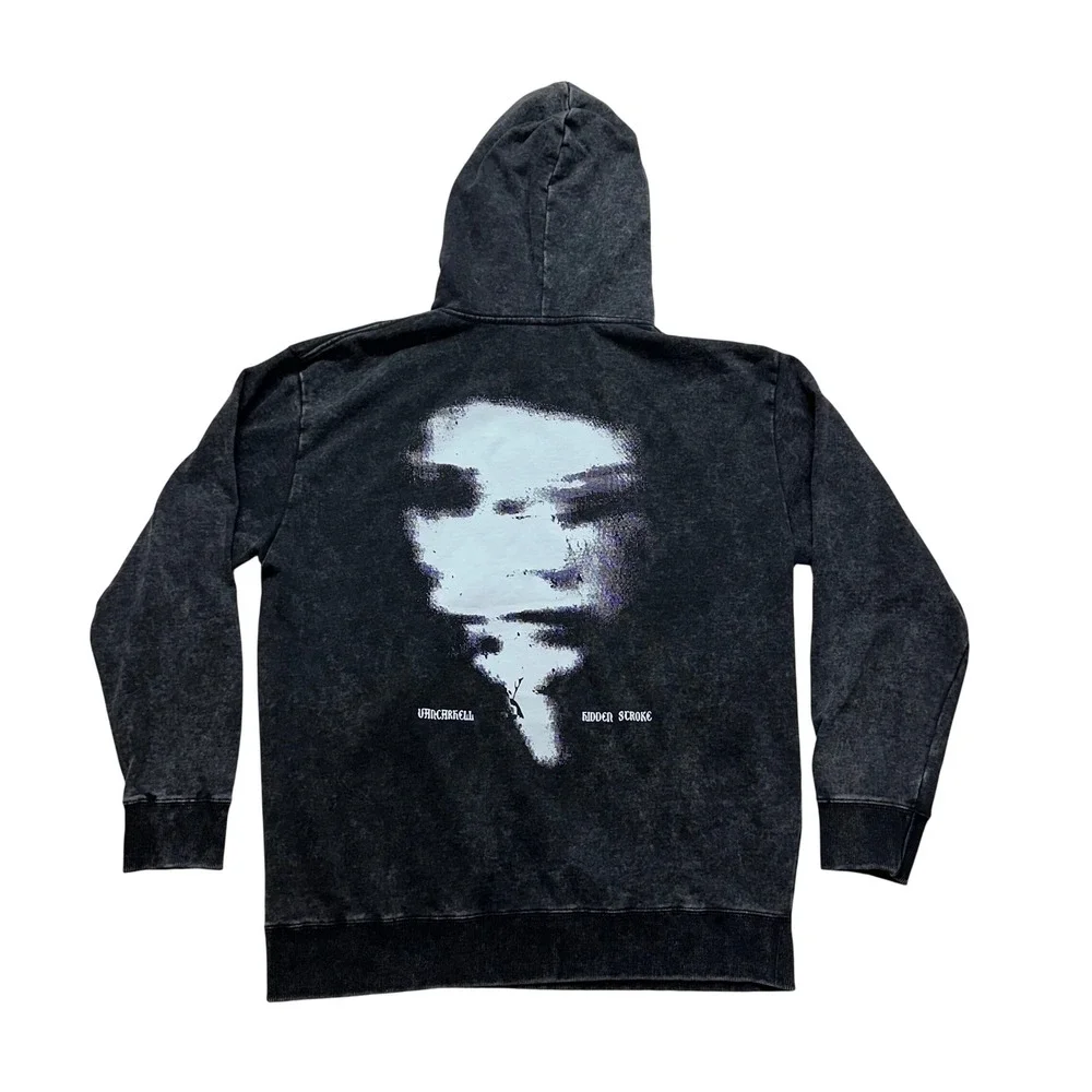 Blurred face sweatshirt Hoodie Grunge Emo Graphic Gothic Punk Streetwear M